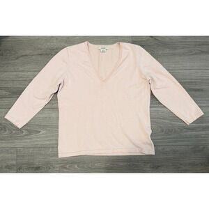 Michael Kors Silk Blend‎ Sweater XL Pink V Neck 3/4 Sleeve Lightweight Corpcore